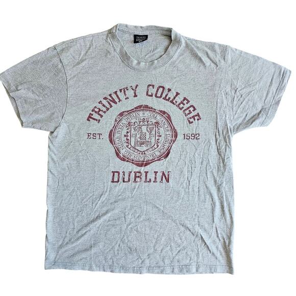 Vintage Trinity College Men's Gray NRAC Graphic Short Sleeve T-Shirt Size Small - Picture 1 of 4